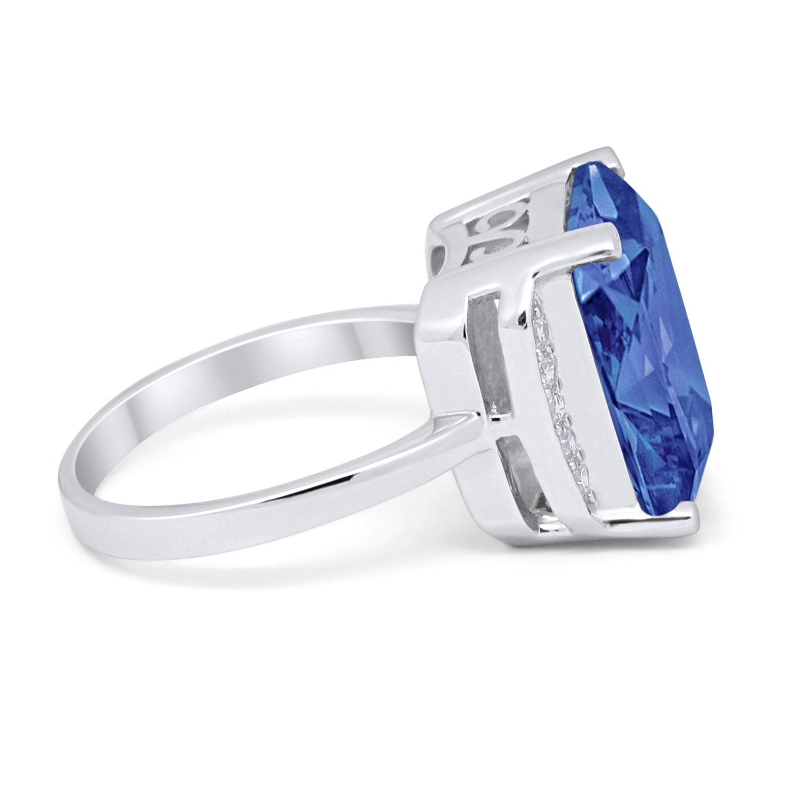 Engagement Ring Radiant Cut Simulated Cubic Zirconia 925 Sterling Silver