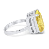 Engagement Ring Radiant Cut Simulated Cubic Zirconia 925 Sterling Silver
