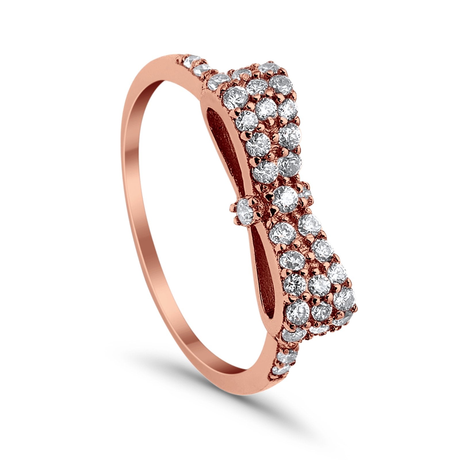 Wedding Ring Ribbon Shape Round Simulated Cubic Zirconia 925 Sterling Silver