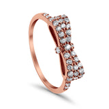 Wedding Ring Ribbon Shape Round Simulated Cubic Zirconia 925 Sterling Silver
