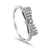 Wedding Ring Ribbon Shape Round Simulated Cubic Zirconia 925 Sterling Silver