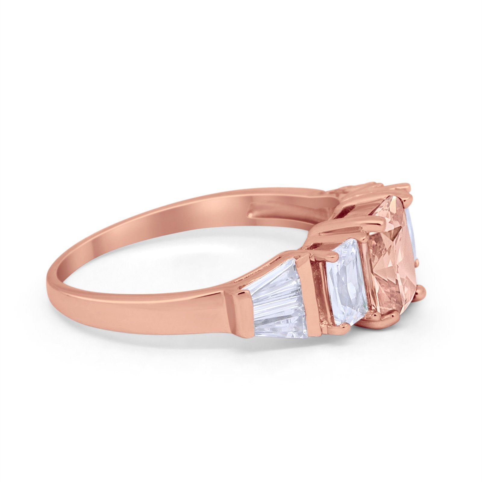 Engagement Ring Radiant Cut Simulated Cubic Zirconia 925 Sterling Silver