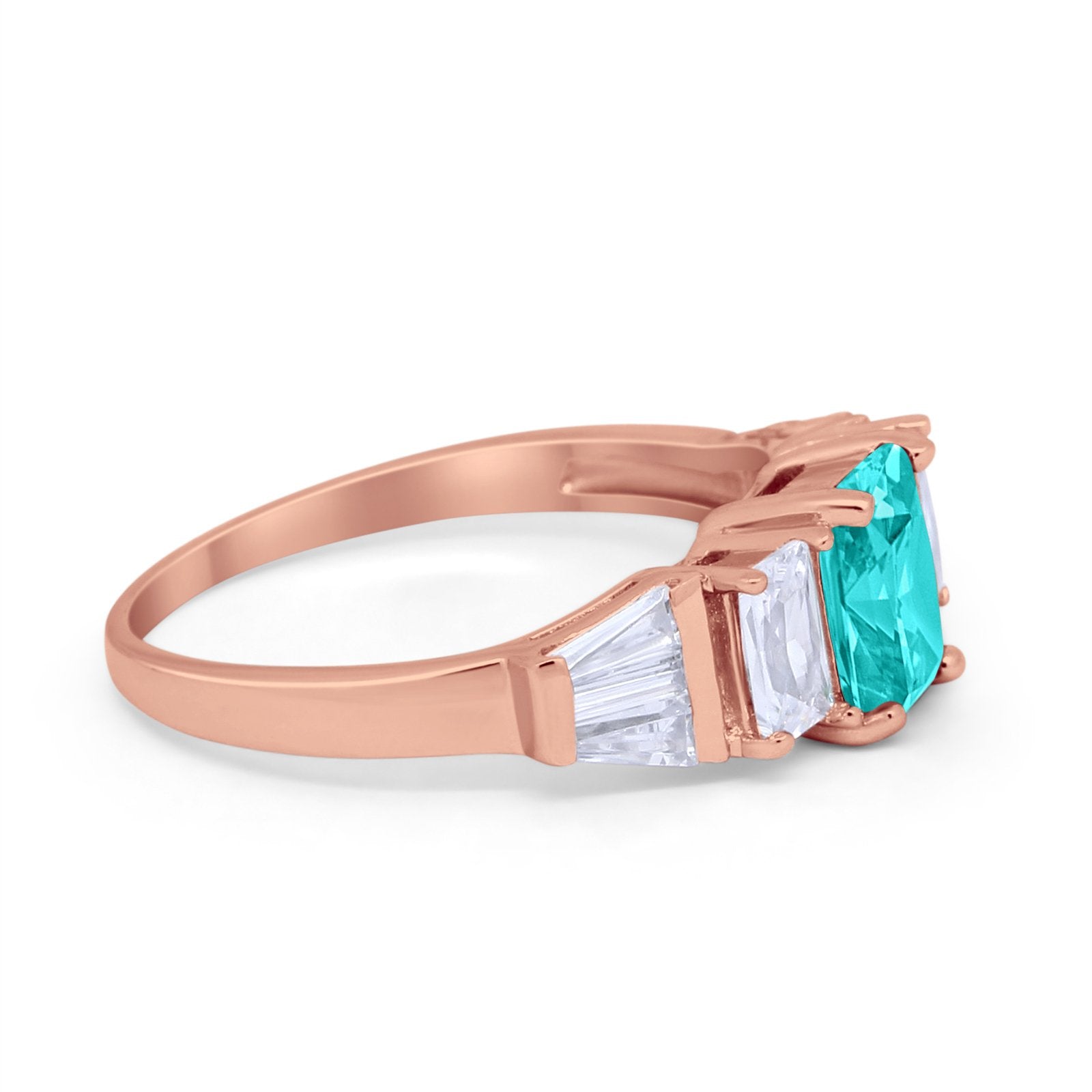 Engagement Ring Radiant Cut Simulated Cubic Zirconia 925 Sterling Silver