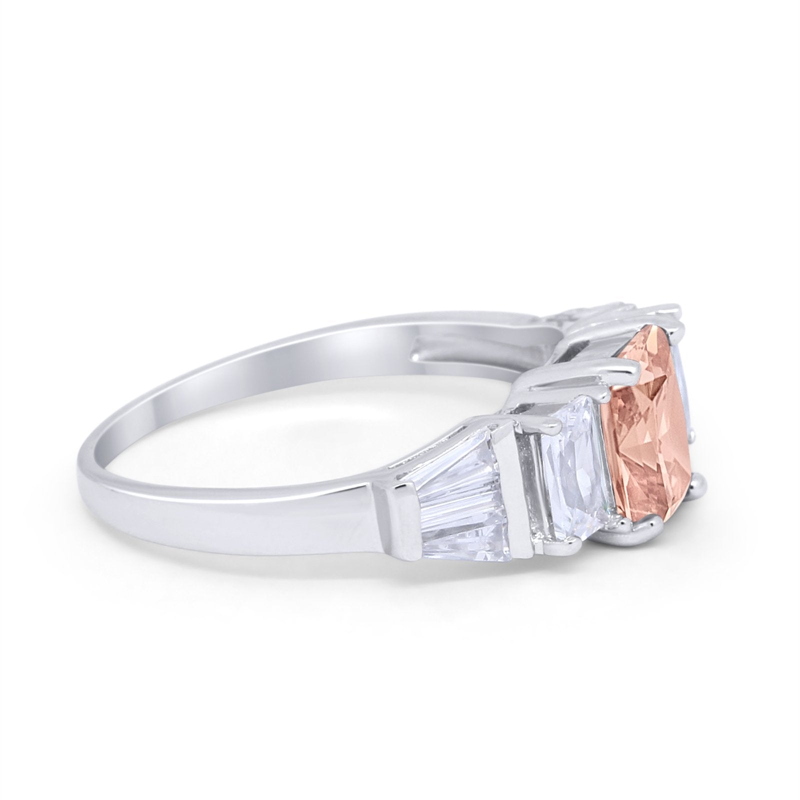 Engagement Ring Radiant Cut Simulated Cubic Zirconia 925 Sterling Silver