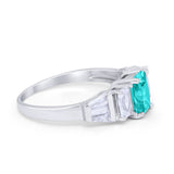 Engagement Ring Radiant Cut Simulated Cubic Zirconia 925 Sterling Silver