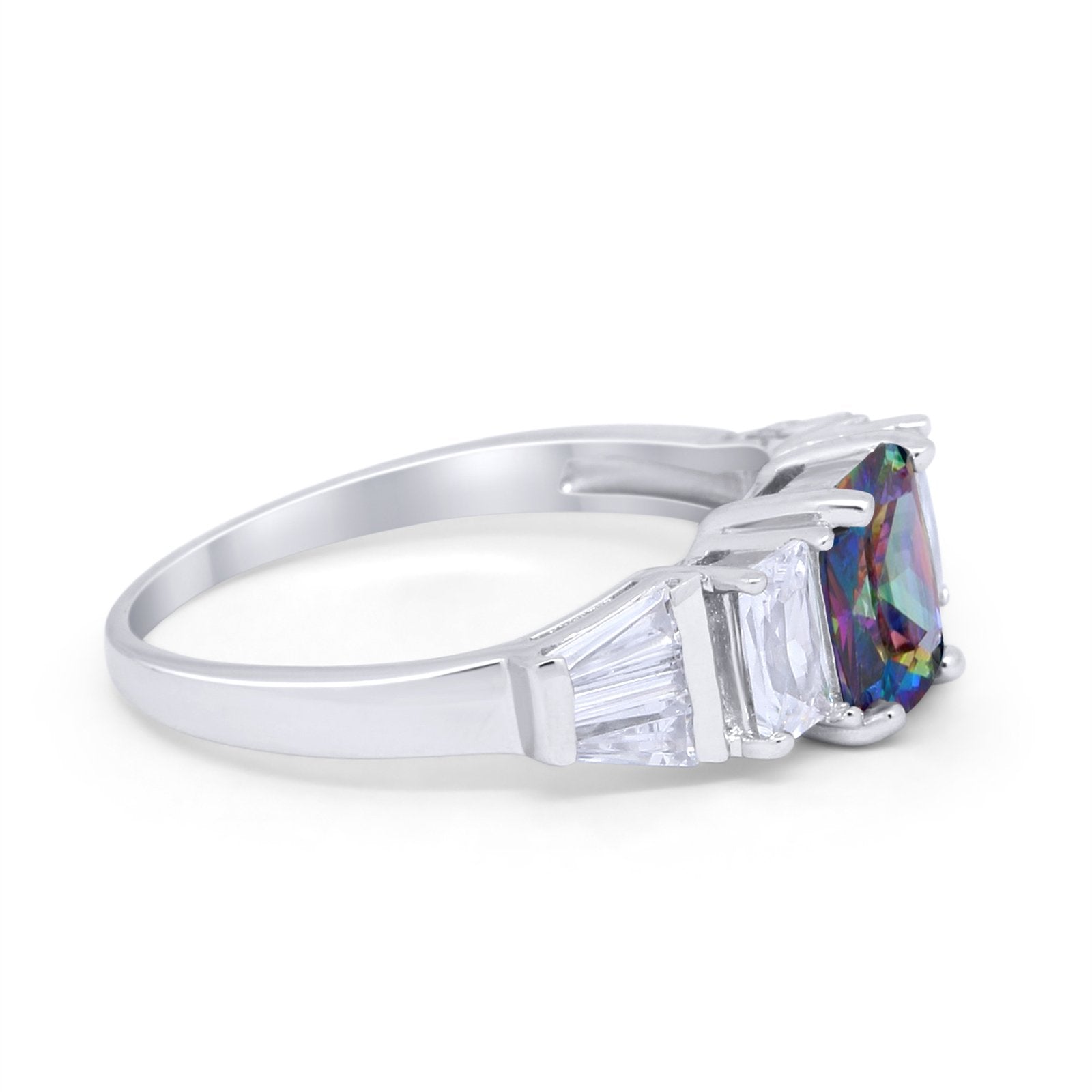 Engagement Ring Radiant Cut Simulated Cubic Zirconia 925 Sterling Silver