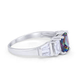 Engagement Ring Radiant Cut Simulated Cubic Zirconia 925 Sterling Silver