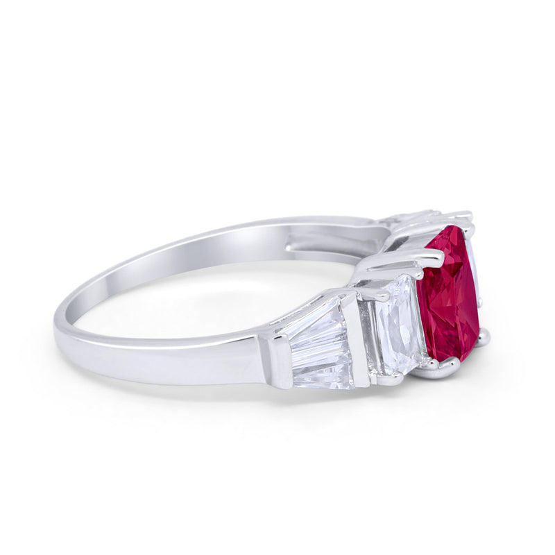 Engagement Ring Radiant Cut Simulated Cubic Zirconia 925 Sterling Silver