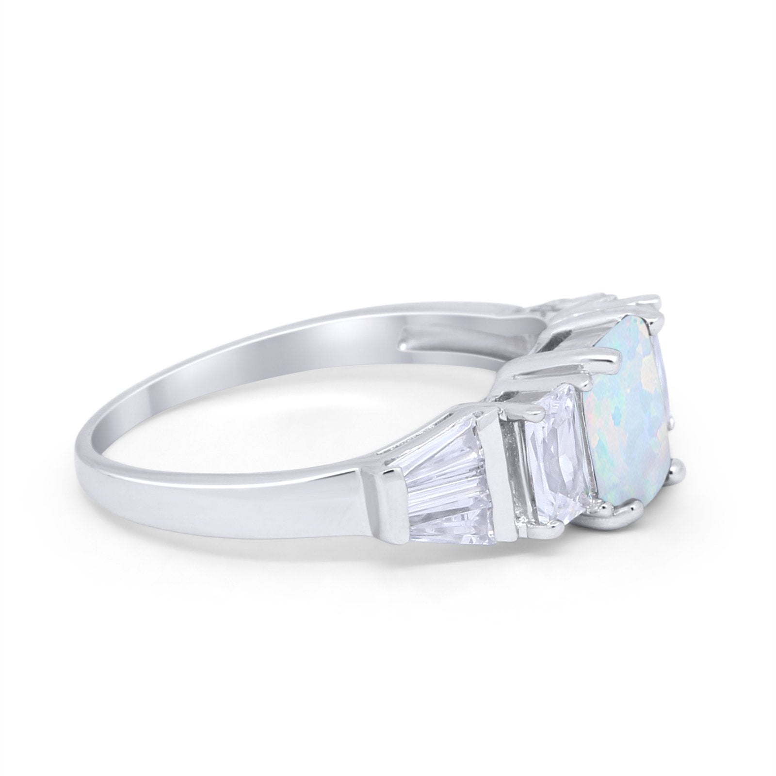 Engagement Ring Radiant Cut Simulated Cubic Zirconia 925 Sterling Silver