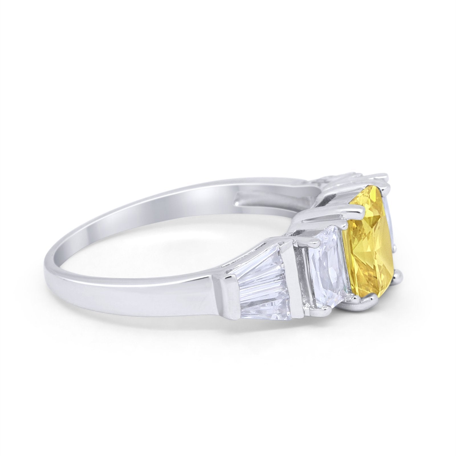 Engagement Ring Radiant Cut Simulated Cubic Zirconia 925 Sterling Silver