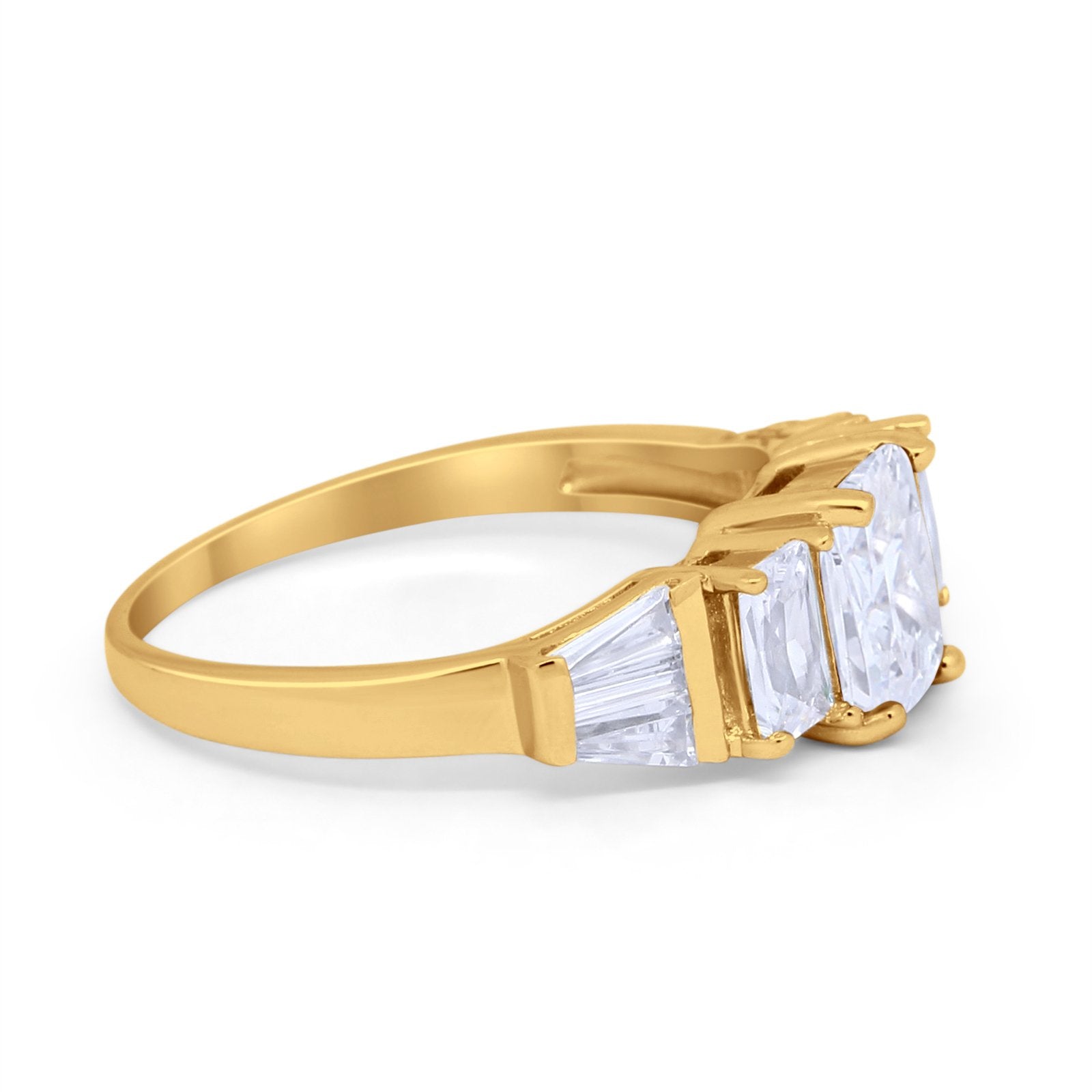 Engagement Ring Radiant Cut Simulated Cubic Zirconia 925 Sterling Silver