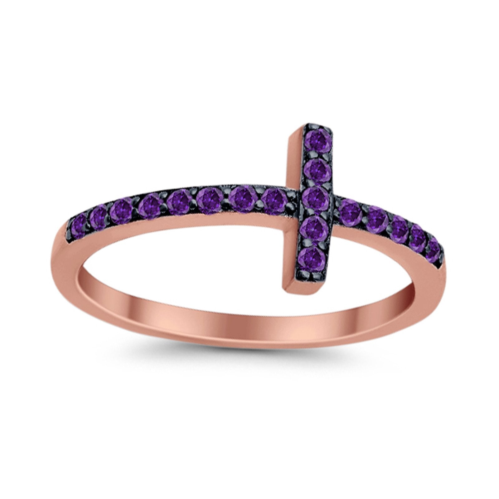 Wedding Eternity Sideways Cross Rings Simulated CZ 925 Sterling Silver