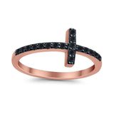 Wedding Eternity Sideways Cross Rings Simulated CZ 925 Sterling Silver