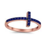 Wedding Eternity Sideways Cross Rings Simulated CZ 925 Sterling Silver