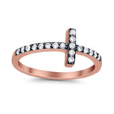 Wedding Eternity Sideways Cross Rings Simulated CZ 925 Sterling Silver