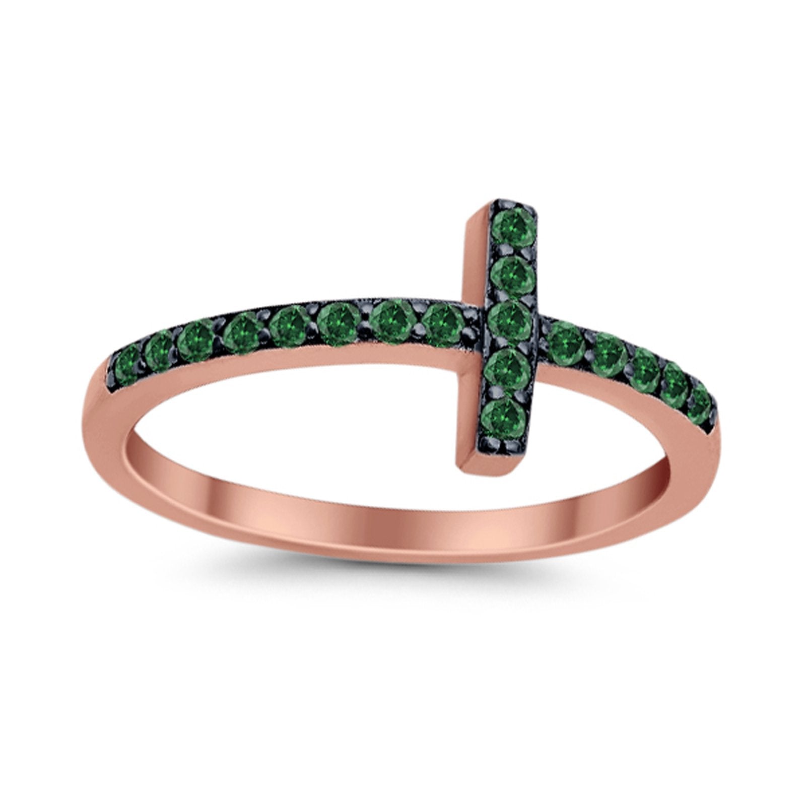 Wedding Eternity Sideways Cross Rings Simulated CZ 925 Sterling Silver