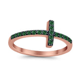 Wedding Eternity Sideways Cross Rings Simulated CZ 925 Sterling Silver