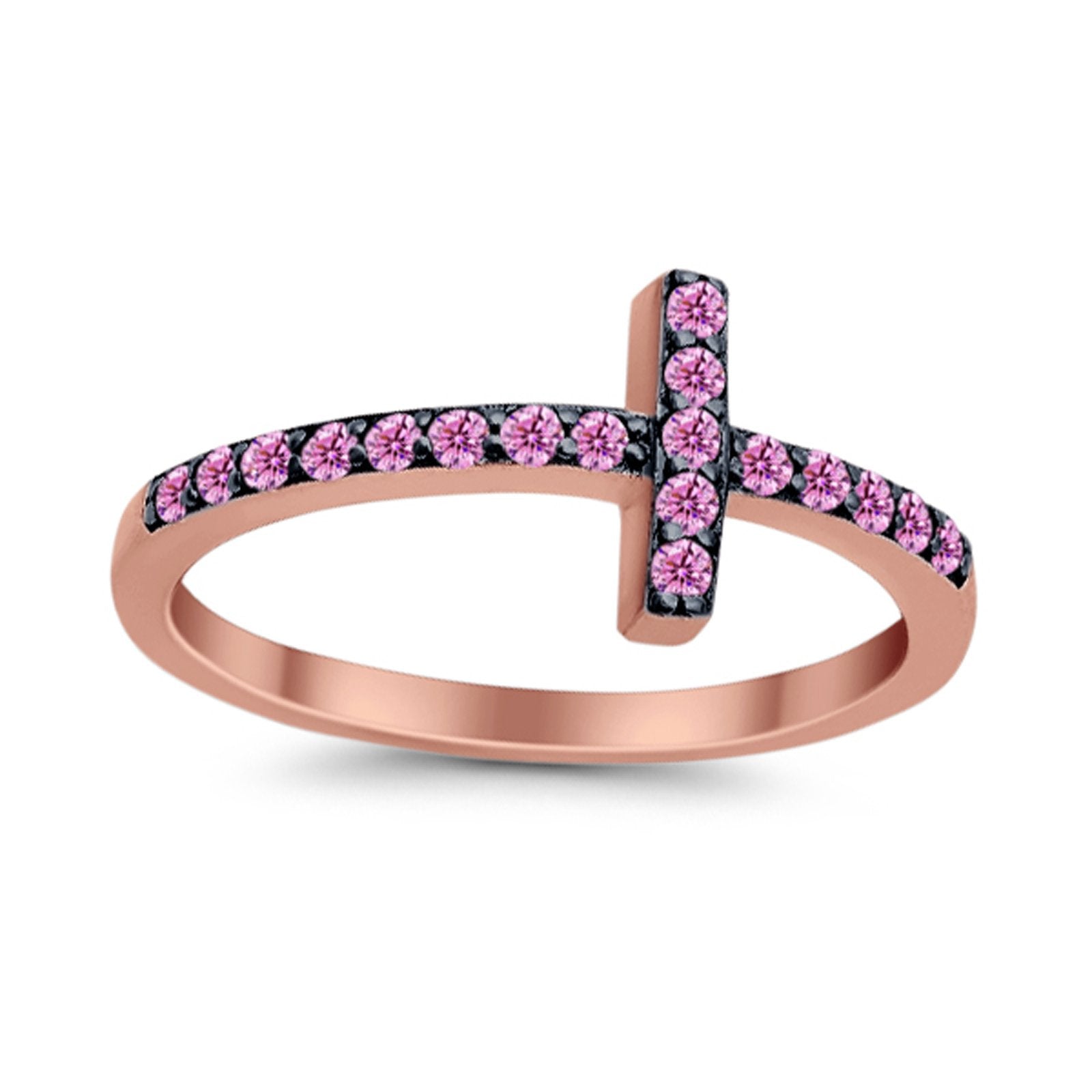 Wedding Eternity Sideways Cross Rings Simulated CZ 925 Sterling Silver