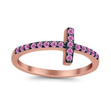 Wedding Eternity Sideways Cross Rings Simulated CZ 925 Sterling Silver