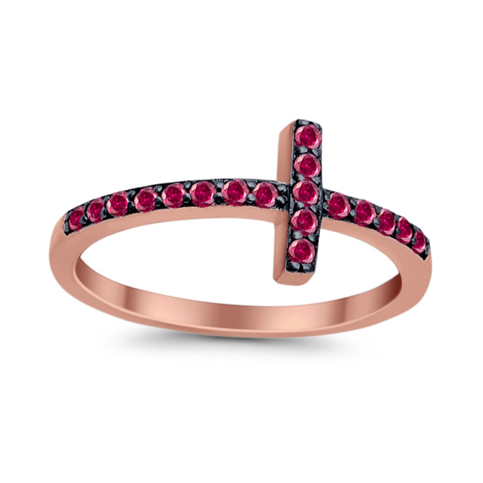 Wedding Eternity Sideways Cross Rings Simulated CZ 925 Sterling Silver