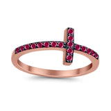 Wedding Eternity Sideways Cross Rings Simulated CZ 925 Sterling Silver