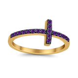 Wedding Eternity Sideways Cross Rings Simulated CZ 925 Sterling Silver