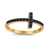 Wedding Eternity Sideways Cross Rings Simulated CZ 925 Sterling Silver