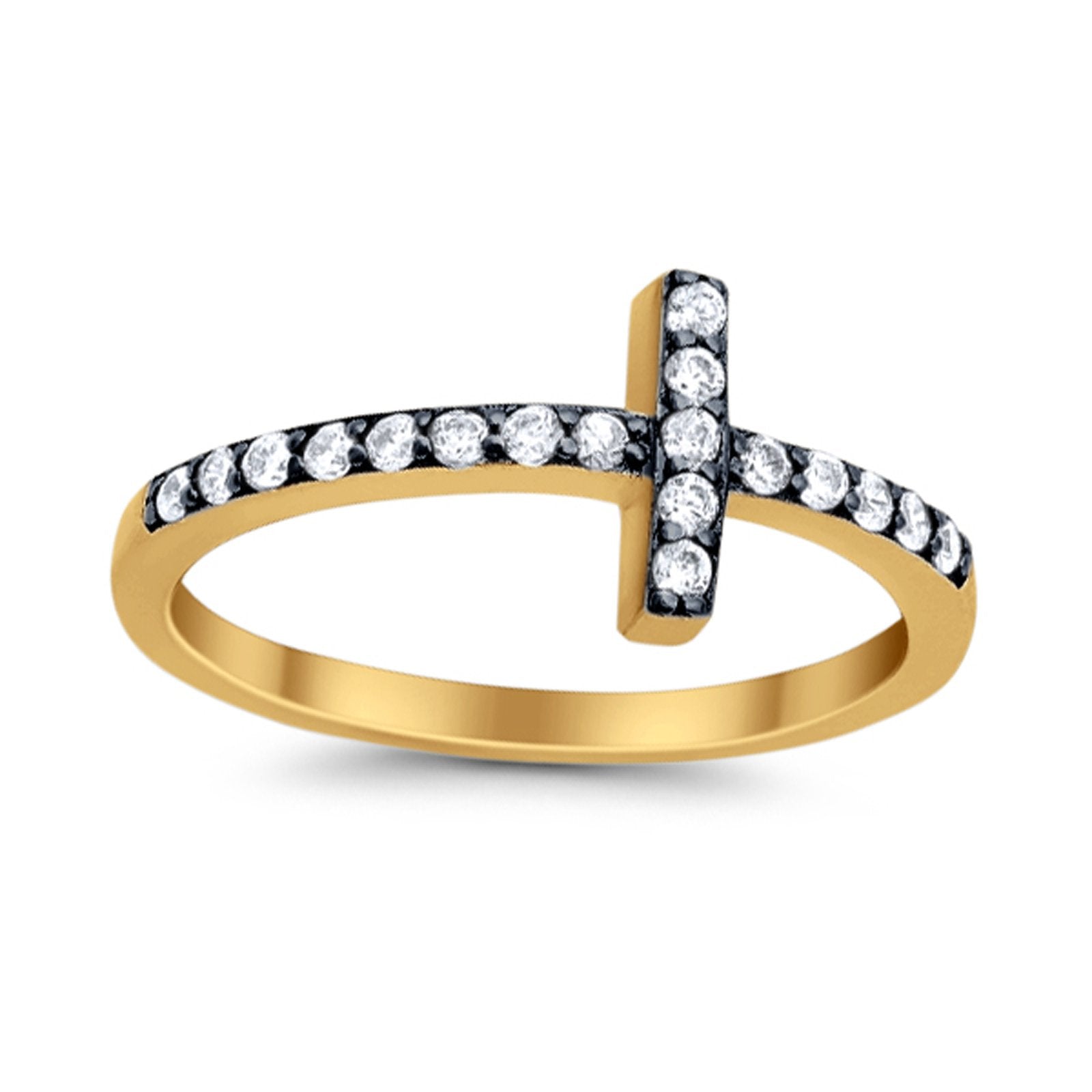 Wedding Eternity Sideways Cross Rings Simulated CZ 925 Sterling Silver