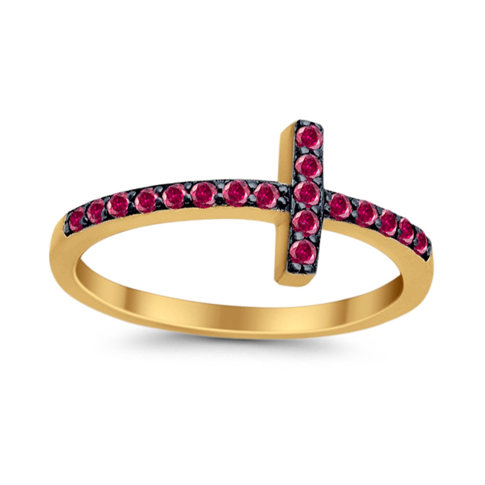 Wedding Eternity Sideways Cross Rings Simulated CZ 925 Sterling Silver