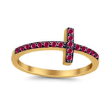 Wedding Eternity Sideways Cross Rings Simulated CZ 925 Sterling Silver