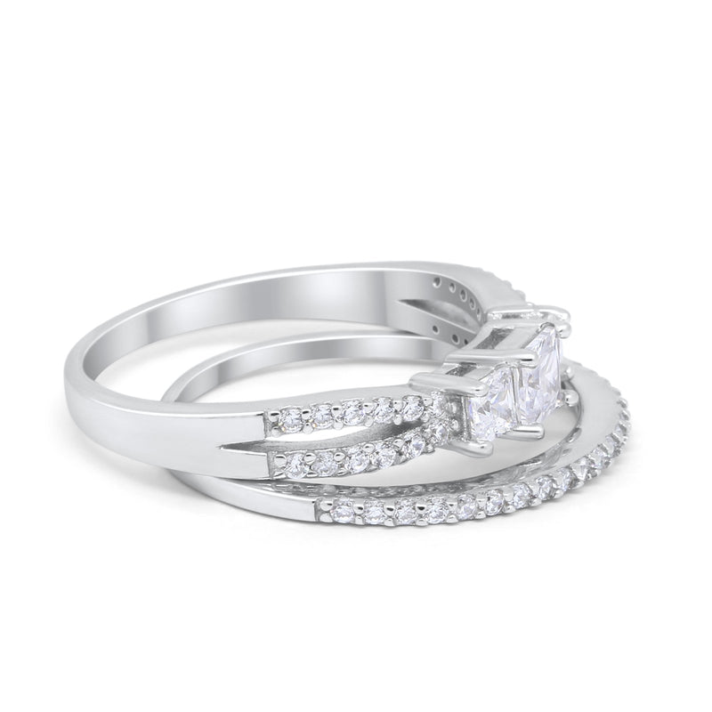 Engagement Ring Stone Princess Cut Simulated Cubic Zirconia 925 Sterling Silver