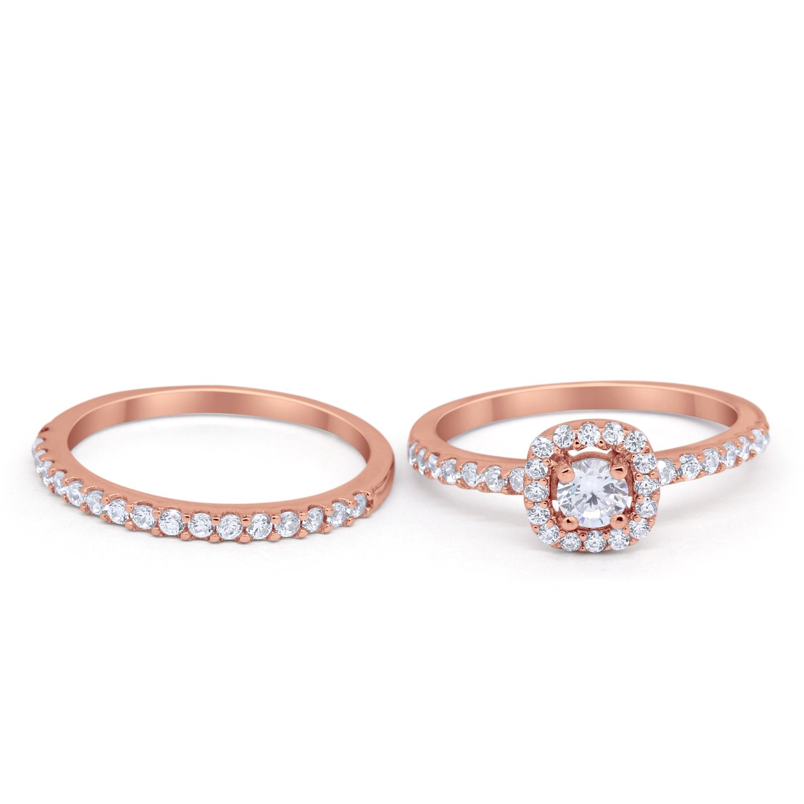 Wedding Band Ring Round Piece Simulated Cubic Zirconia 925 Sterling Silver