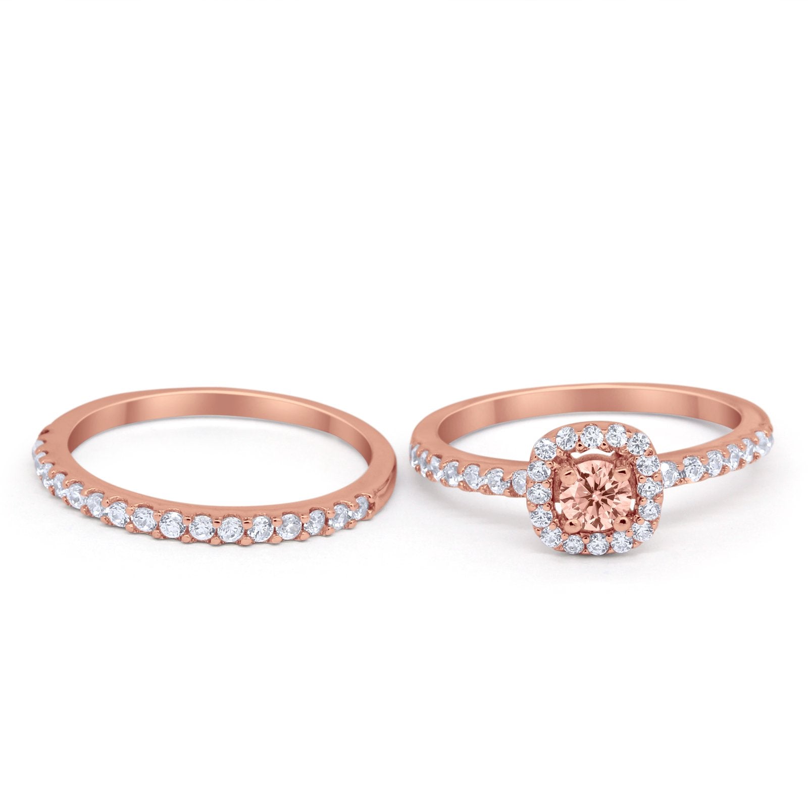 Wedding Band Ring Round Piece Simulated Cubic Zirconia 925 Sterling Silver