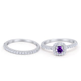 Wedding Band Ring Round Piece Simulated Cubic Zirconia 925 Sterling Silver