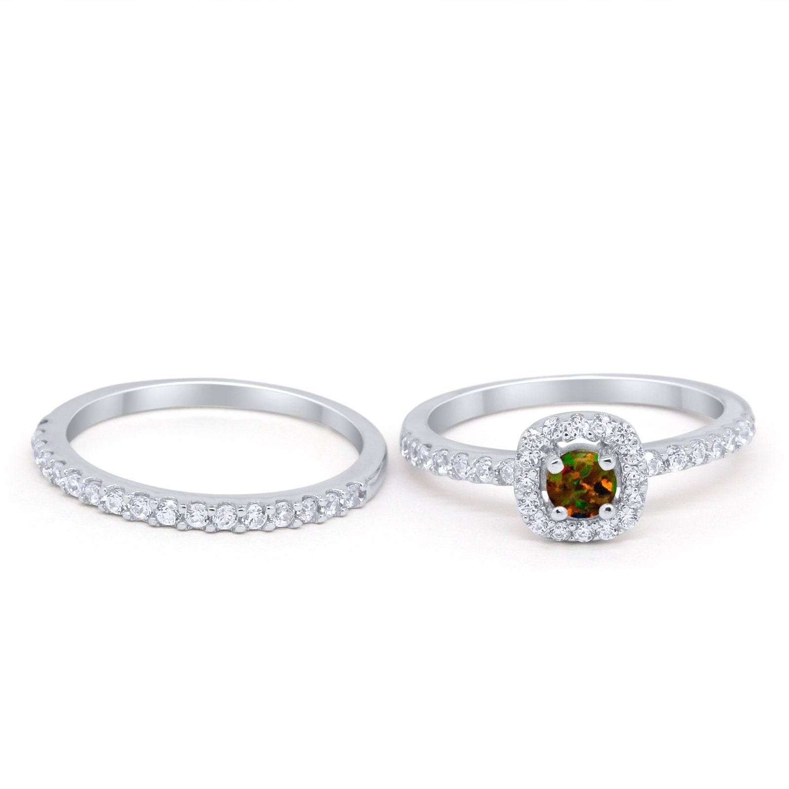 Wedding Band Ring Round Piece Simulated Cubic Zirconia 925 Sterling Silver