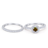 Wedding Band Ring Round Piece Simulated Cubic Zirconia 925 Sterling Silver