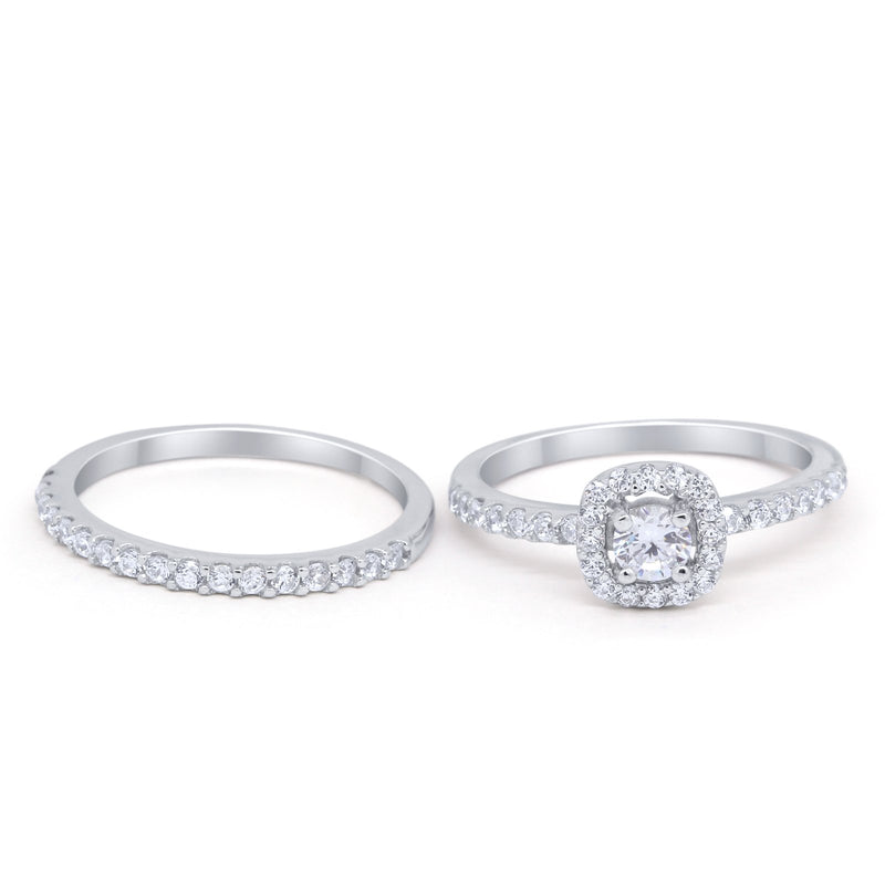 Wedding Band Ring Round Piece Simulated Cubic Zirconia 925 Sterling Silver