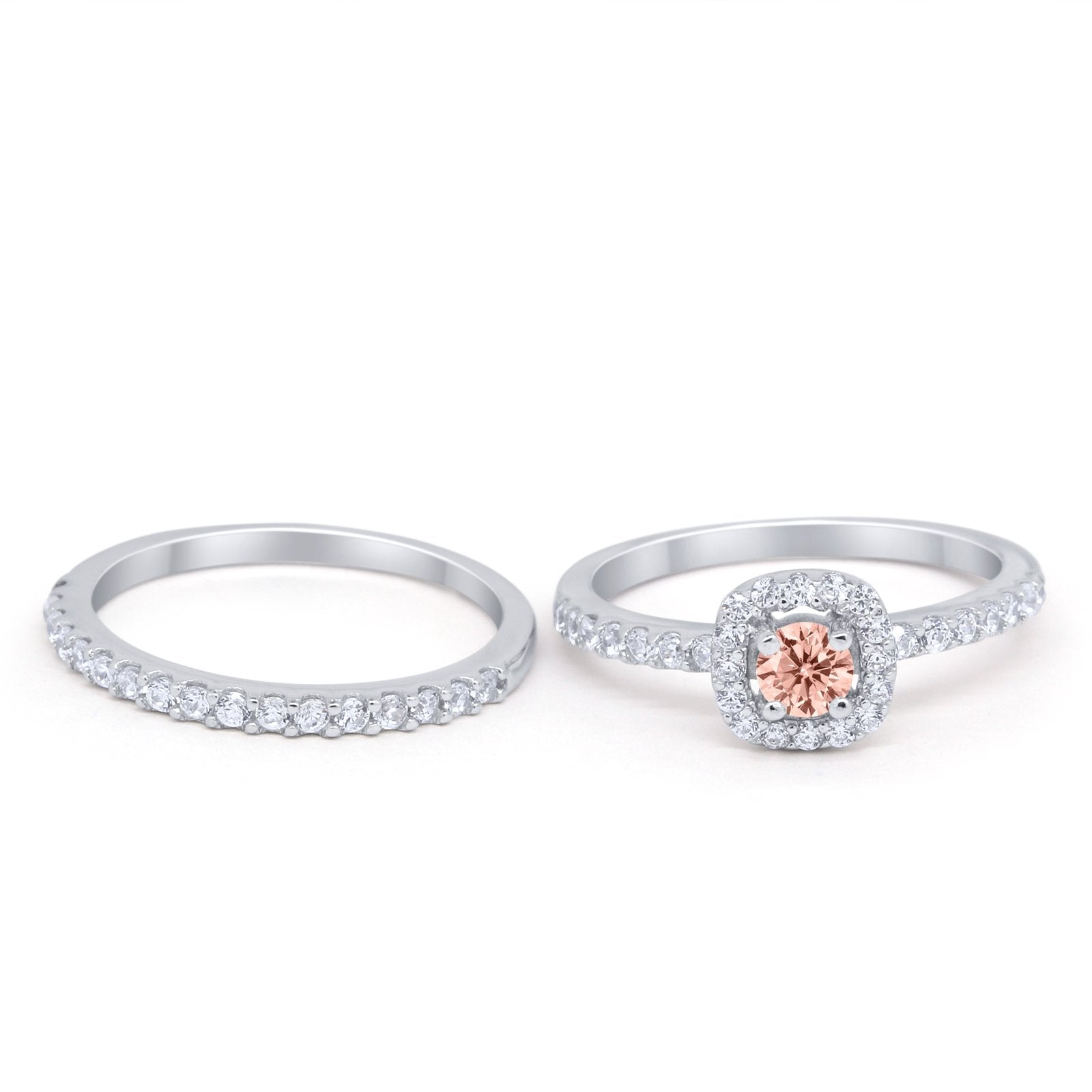 Wedding Band Ring Round Piece Simulated Cubic Zirconia 925 Sterling Silver