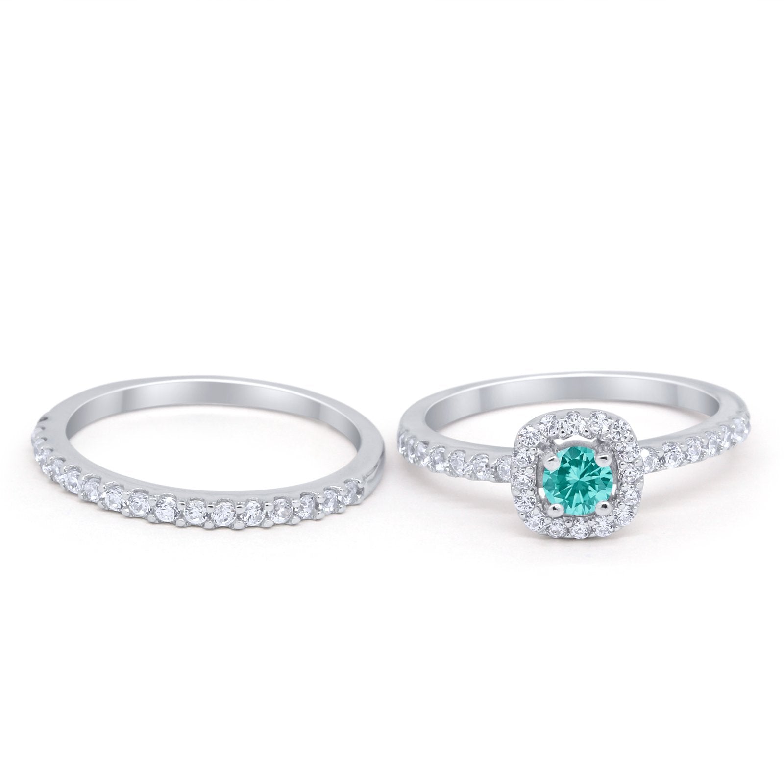Wedding Band Ring Round Piece Simulated Cubic Zirconia 925 Sterling Silver