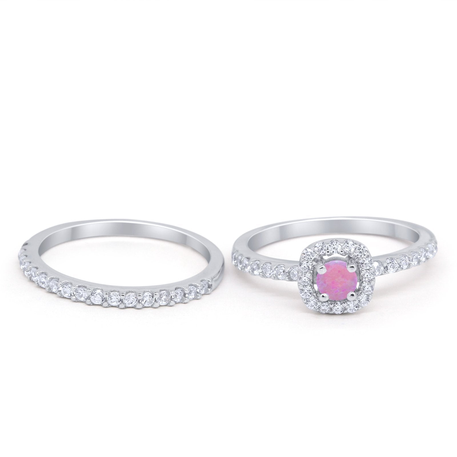 Wedding Band Ring Round Piece Simulated Cubic Zirconia 925 Sterling Silver