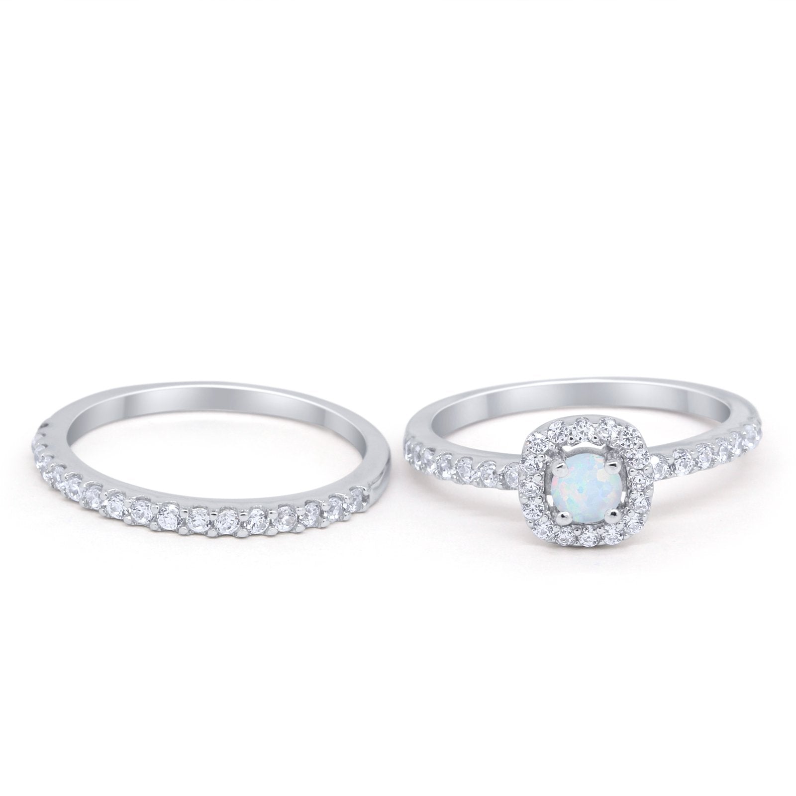 Wedding Band Ring Round Piece Simulated Cubic Zirconia 925 Sterling Silver