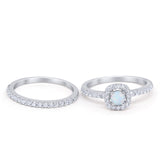 Wedding Band Ring Round Piece Simulated Cubic Zirconia 925 Sterling Silver
