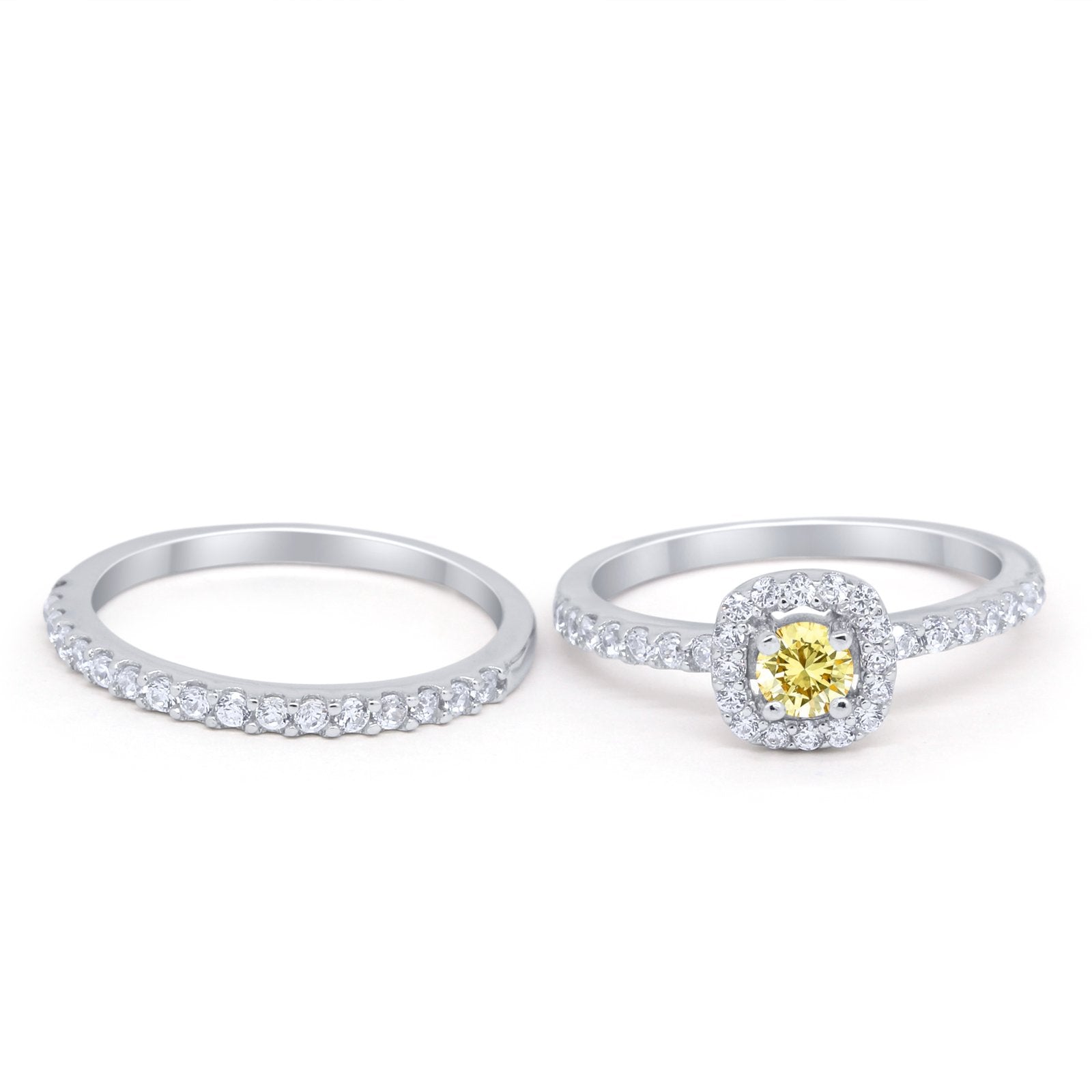 Wedding Band Ring Round Piece Simulated Cubic Zirconia 925 Sterling Silver