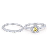 Wedding Band Ring Round Piece Simulated Cubic Zirconia 925 Sterling Silver