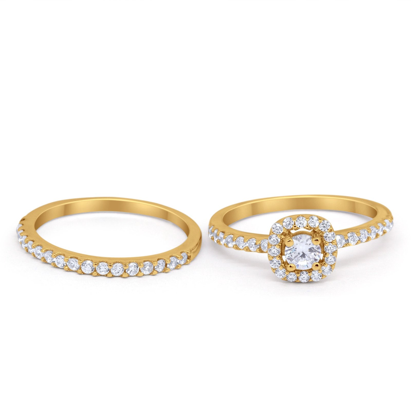 Wedding Band Ring Round Piece Simulated Cubic Zirconia 925 Sterling Silver