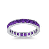 Full Eternity Wedding Band Ring Simulated CZ 925 Sterling Silver