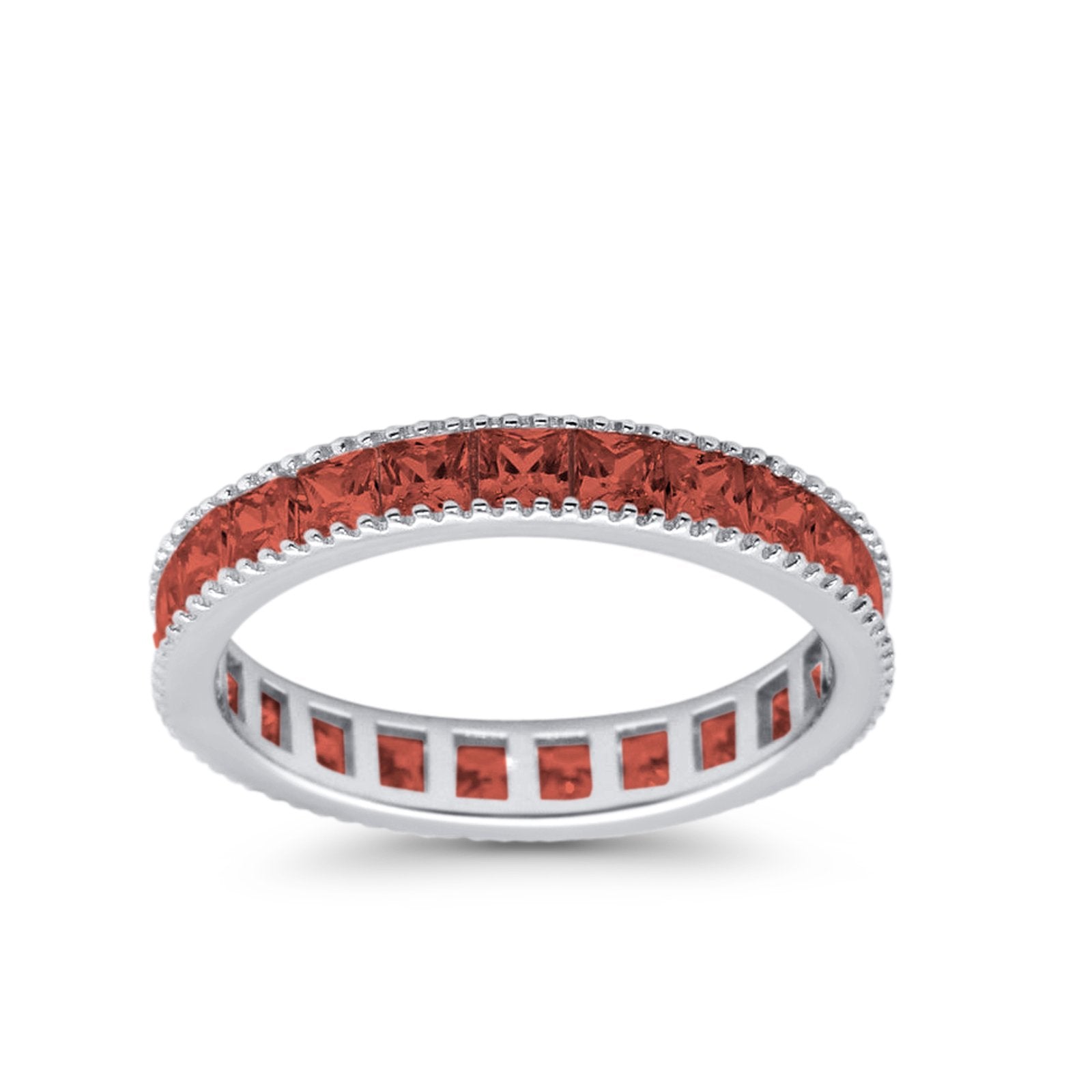 Full Eternity Wedding Band Ring Simulated CZ 925 Sterling Silver
