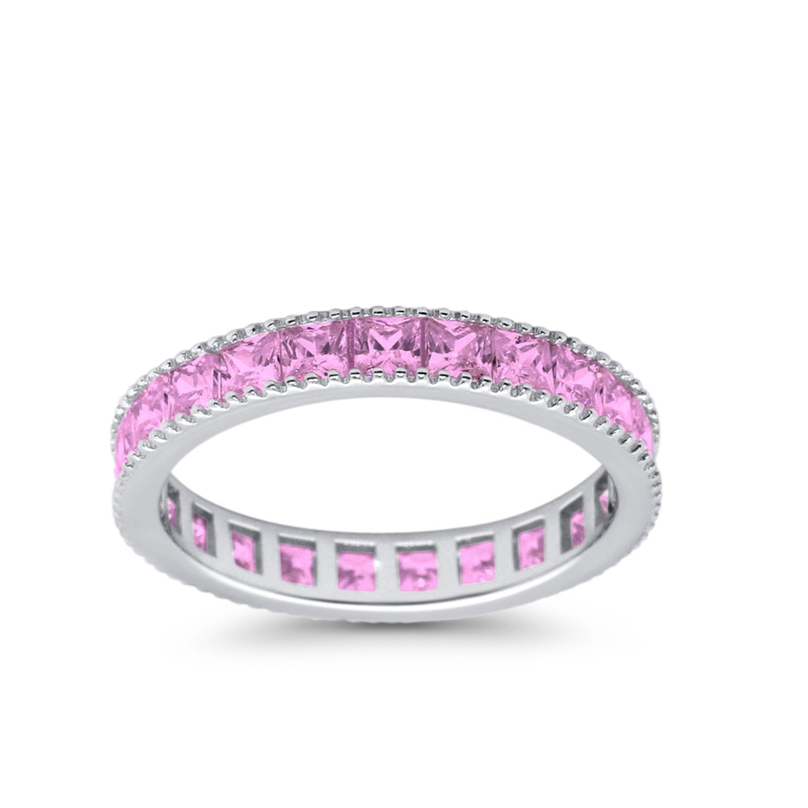 Full Eternity Wedding Band Ring Simulated CZ 925 Sterling Silver