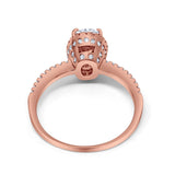 Halo Fashion Ring Oval Simulated Cubic Zirconia Accent 925 Sterling Silver