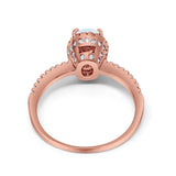 Halo Fashion Ring Oval Simulated Cubic Zirconia Accent 925 Sterling Silver